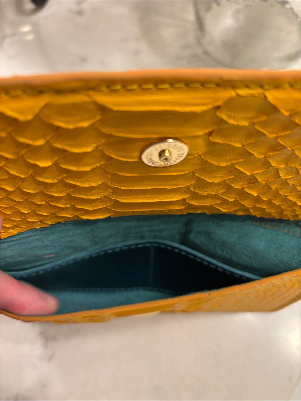 Beautiful Satchel Yellow Python Snap Wallet - Picture 5 of 5